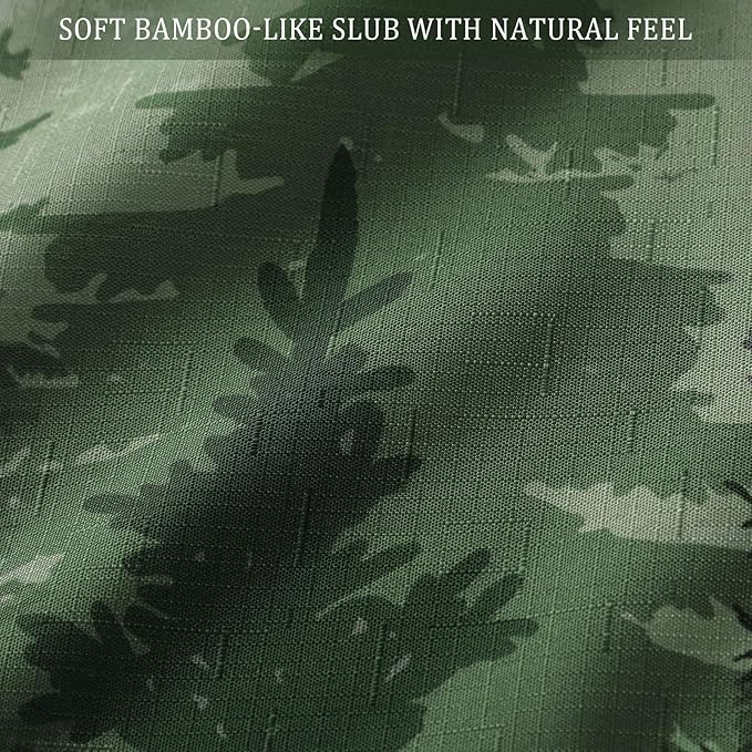 Green Forest Rustic Shower Curtain, Nature Mountain Tree Shower Curtains for Bathroom with 3D Bamboo Texture, 72 x 72