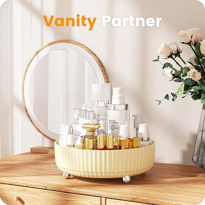 A-LuGei 【Crystal Design 11" Perfume Organizer,【360° Rotating】 Vanity Organizer, Bathroom Organizers and Storage, Makeup Organizer for Skincare Cosmetic Lazy Susan Dresser Decor【Water Ripple】