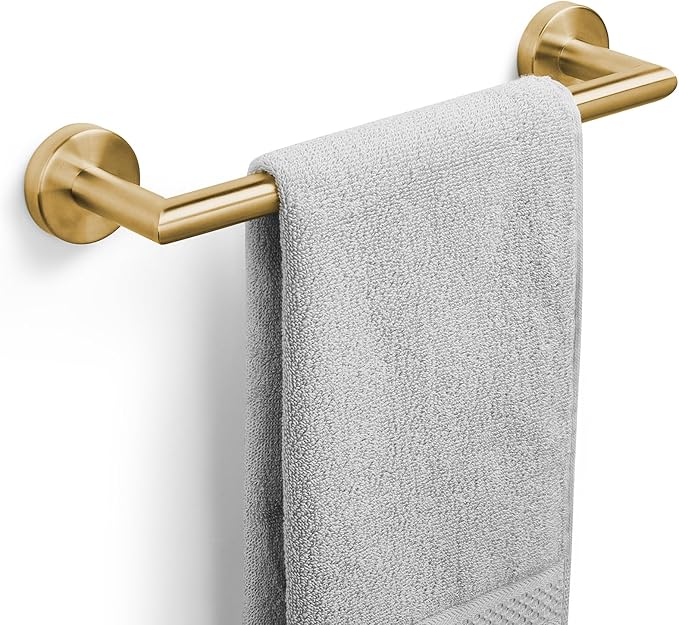 JunSun Bathroom Towel Bar 12 Inch Brushed Gold Towel Racks Wall Mount Bath Hand Towel Holder Modern Home Decor Towel Rod Bathroom Hardware Stainless Steel Towel Hanger Gold Towel Rail Single Towel Bar