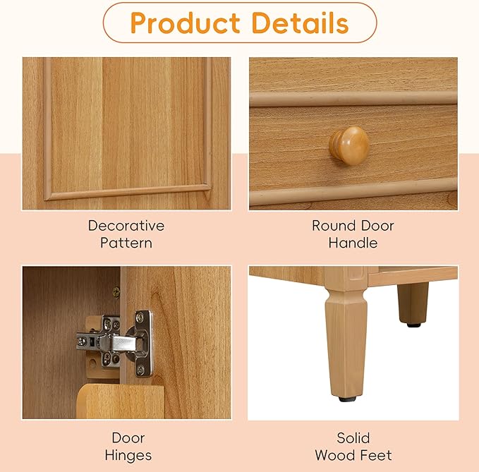 Virubi 20 in Small Bathroom Vanity with Sink,Soft Closing Door,Tilt-Out Drawer and Adjustable Shelf,Solid Wood Frame Modern Single Bathroom Sink Cabinet,Freestanding Natural Wood
