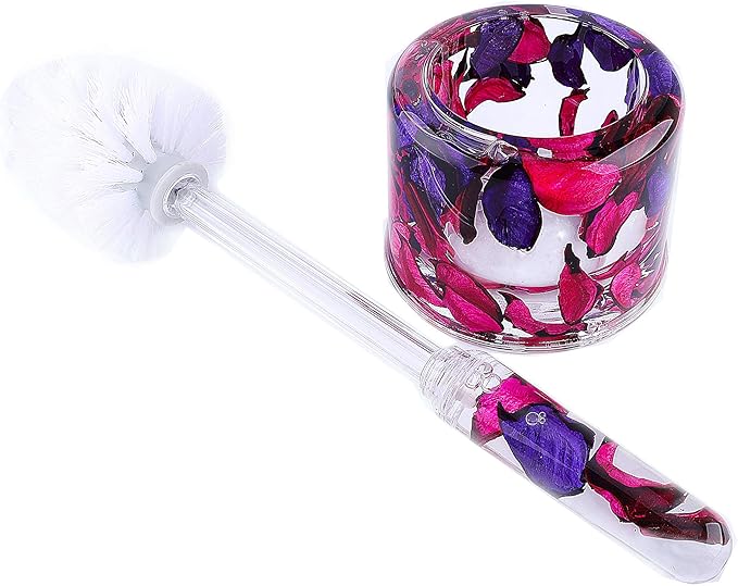Locco Decor 5 Piece Acrylic Liquid 4D Floating Motion Bathroom Vanity Accessory Set Garden Theme Leaf Toothbrush Holder, Tumbler, Soap Dispenser, Soap Dish, Toiletbrush Holder Set