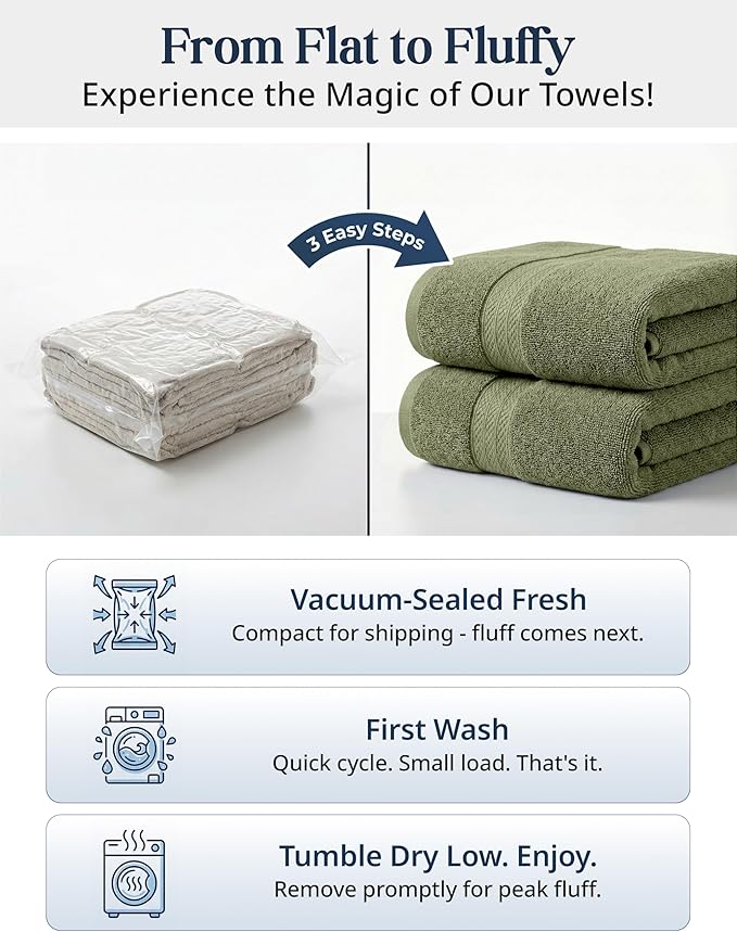 Lane Linen 100% Cotton Luxury Bath Towel Set - 16 Pieces - Ring Spun, Super Soft & Highly Absorbent - 4 Bath, 8 Washcloths, 4 Hand Towels for Bathroom - Minimal Lint & Fading, Pre Shrunk - Olive Green