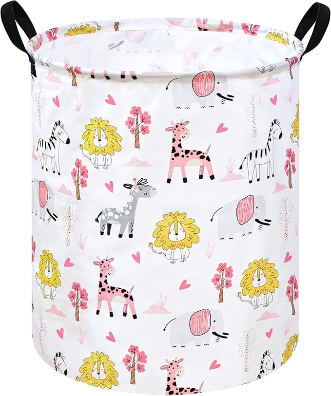 KUNRO Round Laundry Gift Basket Storage Hamper Clothes Storage Basket Organizer Bin with Handles for Nursery Room