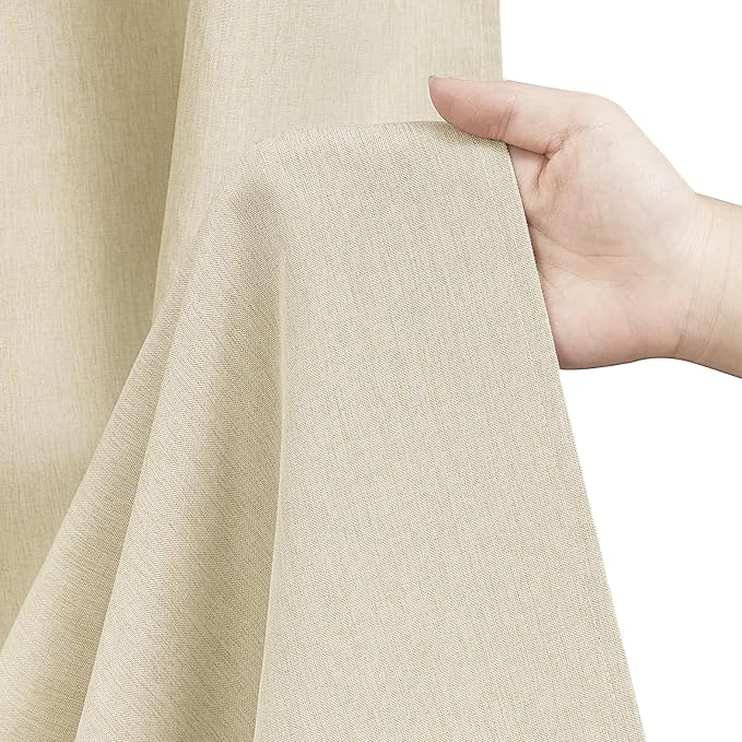 36 x 72 Inch Natural Linen Look Stall Shower Curtain Beige, Faux Linen Farmhouse Thick Fabric Shower Stall Curtain Water-Resistant, Cream Bathroom Curtain Washable for Single Stall