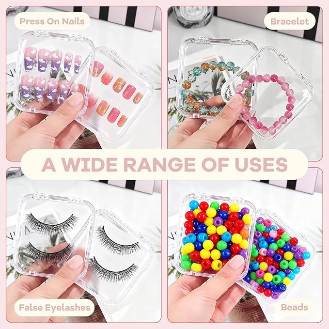 14Pcs Press On Nail Storage Box with 60Pcs Adhesive Double Sided Tape, Press on Nail Packaging Supplies Container False Nails Display Cases for Nail Art Salon Business(4Colors)