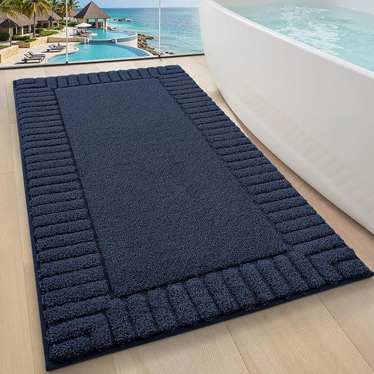 LUMI Bathroom Rugs Non Slip with Rubber Backing, Extra Soft Plush Microfiber Bath Rug Absorbent, Machine Washable Bath Mat Quick Dry for Tub, Shower, Hotel, Blue, 24"x43"