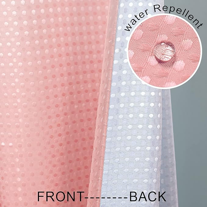 Mrs.Naturall Pink Blush Shower Curtains for Bathroom Cute Teen Girls Kids Shower Curtain Sets White and Pink Boho Ombre Rose Gold Shower Curtain with Hooks 70 x 72 Inch Coral Peach Dusty Rose