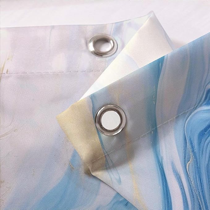 Blue Marbie Shower Curtain Abstract Morden Yellow Ink Texture Fabric Shower Curtains for Bathroom Decor 72x72 Inch
