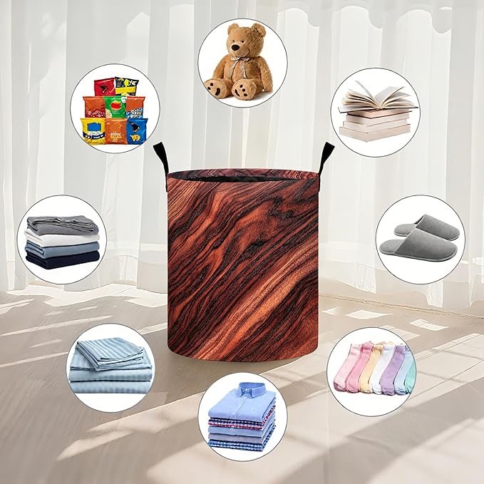 Wood Print Laundry Basket Laundry Hamper With Handles Collapsible Laundry Baskets Storage Basket For Room Bathroom Bedroom Decor