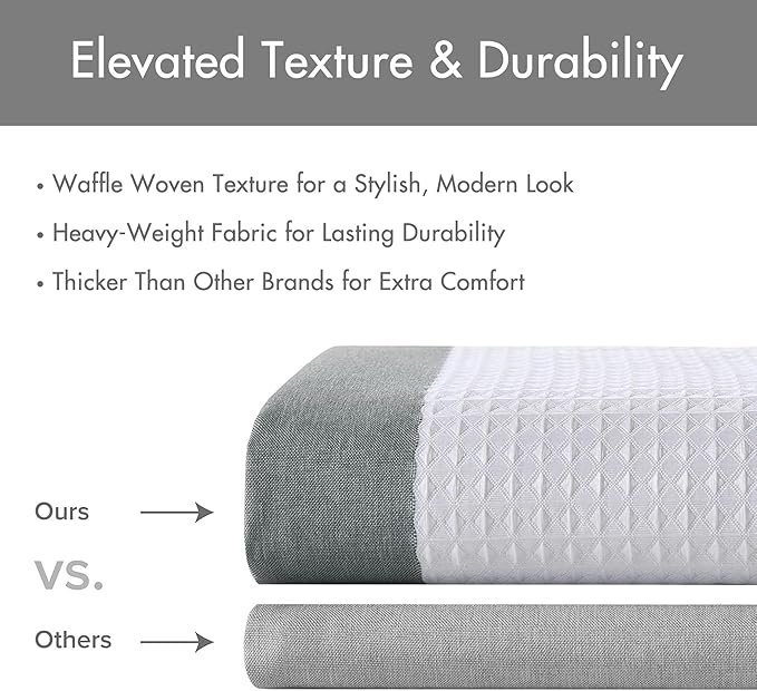 Madison Park Spa Waffle Shower Curtain Pieced Fabric with 3M Scotchgard Moisture Management, Premium Spa Quality Modern Shower Curtains for Bathroom, Standard 72x72, Charcoal