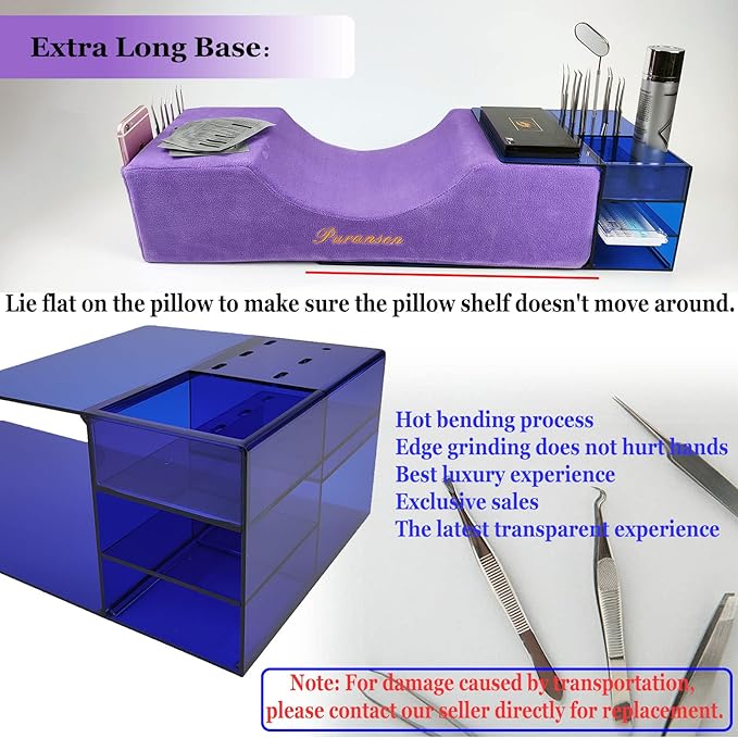 Lash Pillow Shelf Organizer - Eyelash Extension Pillow Shelf Stand - Acrylic Pillow Shelf for Lash Tech Supplies，Lash Extension Supplies Display Cabinet Shelves Suitable for Left and Right Hands