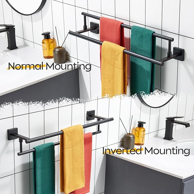 KOKOSIRI Towel Bars 20-Inch Bathroom Towel Holder Oil Rubbed Bronze Bath Towel Rails Kitchen Racks for Cabinet Stainless Steel B5009ORB-L20