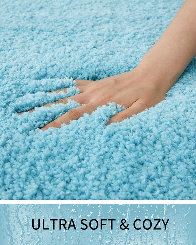 Bathroom Rugs Non Slip Washable 70x24, Ultra Thick Soft Microfiber Absorbent Bath Mats, High Density Foam Latex Non Slip Backing Bath Rugs, Fluffy Floor Carpet for Tub&Shower, Teal
