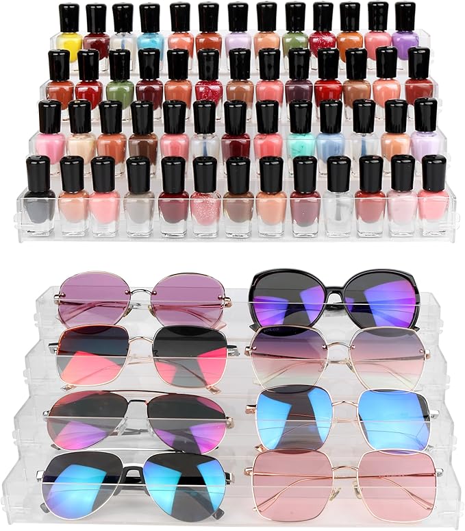 Go yeah Nail Polish Organizer Display Rack Storage Rack,Acrylic Sunglasses Organizer,Clear Essential Oil Stand Holder (4 Tier)