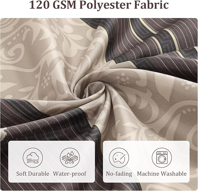 Long Fabric Shower Curtain, Brown and Beige Gold Print Pattern, Waterproof Bathroom Curtain, 72" W x 78" H
