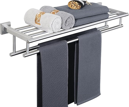 Alise Towel Rack,Towel Holder Towel Shelf with Double Towel Bars for Bathroom Lavatory,SUS 304 Stainless Steel Wall Mount Towel Hanger Storage,28 Inch Brushed Nickel,GZ8070-LS
