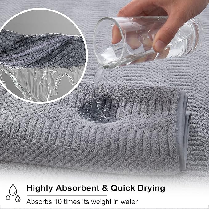 Oliven 2 Piece Gray Geometric Hand Towel Set 16"x31" Soft Highly Absorbent Quick Dry Bathroom Towels Microfiber Plush Towels Set Woven Towels for Kitchen Hotel Spa Gym