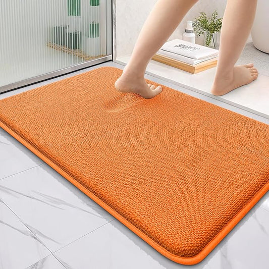 OLANLY Thick Memory Foam Bath Mat Rug 36x24, Extra Soft Absorbent Bathroom Rug, Quick Dry Bath Mats, Non-Slip, Machine Washable Carpet for Bathroom, Tub and Shower, Home Decor Accessories, Orange