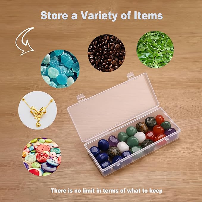 Small Bead Organizers-6 Pieces Plastic Storage Cases Mini Clear Bead Storage Containers Transparent Boxes with Hinged Lid and Rectangle Clear Craft Supply Case DIY Project Label Stickers