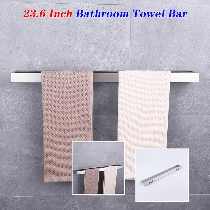 GERZWY Bathroom Towel Bar 24-Inch Brushed Stainless Steel Towel Bar Contemporary Style Wall Mount for Bath Kitchen HG1701(60)-LS