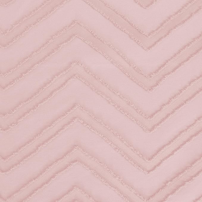 OVZME Blush Pink Small Shower Curtain for Bathroom, Modern Farmhouse Boho Textured Tufted Chevron Striped Bathroom Shower Curtain, Protect Privacy Bath Decor, 36Wx72L Inches