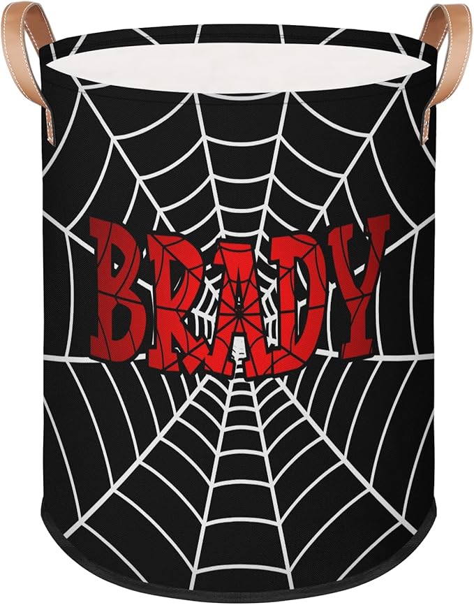 Spider Wed Personalized-Laundry-Hamper-Basket for Kids Custom Name Collapsible Storage Organizer Bin Dirty Clothes Toys Hamper for Boys Nursery in Laundry, Bedroom, Bathroom Wed-7