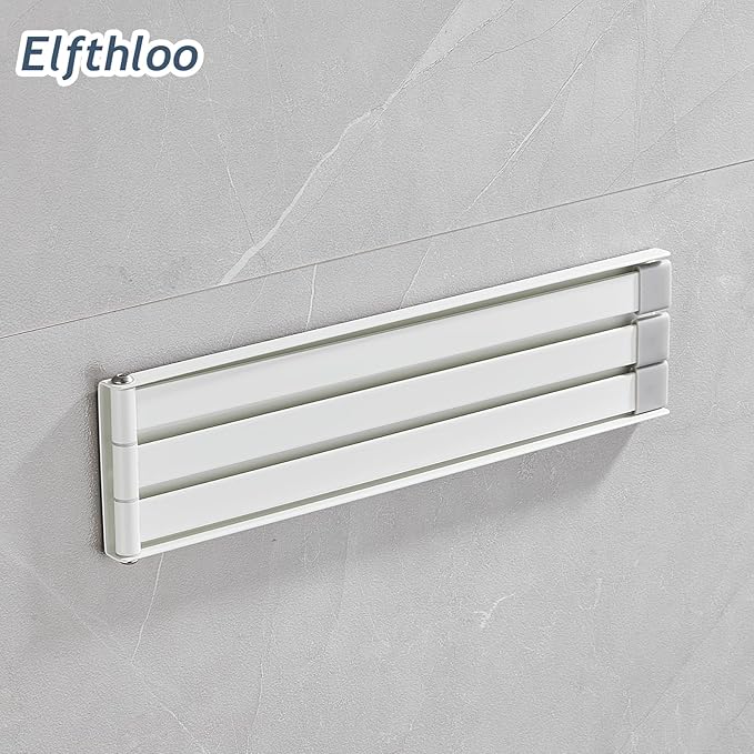 Small Swivel Foldable Towel Rack, Elfthloo 24cm(9.45 in) Rotating 3-Arm Towel Bar Rod, Space Saving Wall Mounted Holder, Stainless Steel Swing Out Hanger for Bathroom, Kitchen (1 Pack, White)