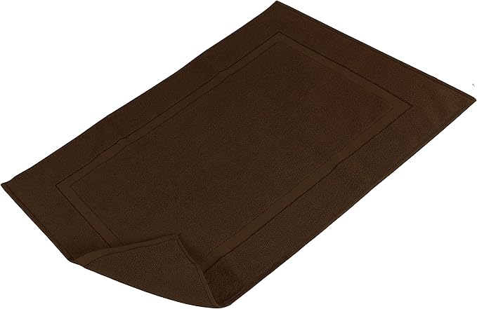 Utopia Towels Cotton Banded Rug, Bath Mats, Not a Bathroom Rug, 21 by 34 Inches, 100% Ring Spun Cotton, Highly Absorbent Shower Bathroom Floor Mat,Dark Brown, 2 Pack