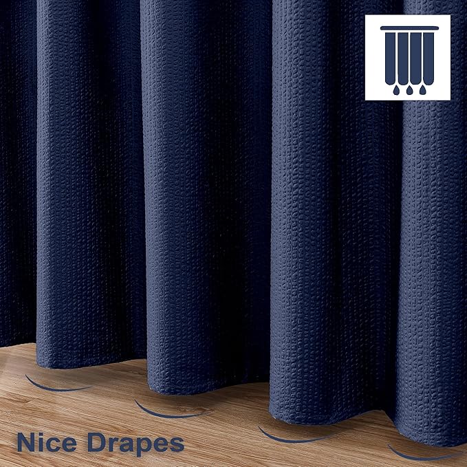 OVZME Berry Navy Blue Fabric Shower Curtain for Bathroom - 72x72, Blue Hotel Spa Polyester Cloth Bath Curtain with 12 Holes, Luxury Shower Curtain, Machine Washable Water Resistance, Navy Blue