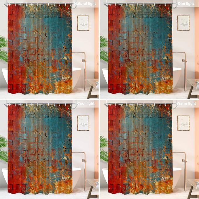 Shrahala Abstract Grunge Color Decorative Shower Curtain, Solid Colored Pink Bathroom Décor Polyester Fiber Waterproof with Plastic Rings for Shower Stall Bathtubs 72 X 60 in