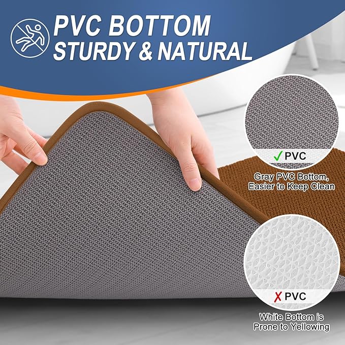 OLANLY Thick Memory Foam Bath Mat Rug 59x20, Extra Soft Absorbent Bathroom Rug, Quick Dry Bath Mats, Non-Slip, Machine Washable Carpet for Bathroom, Tub and Shower, Home Decor Accessories, Ochre