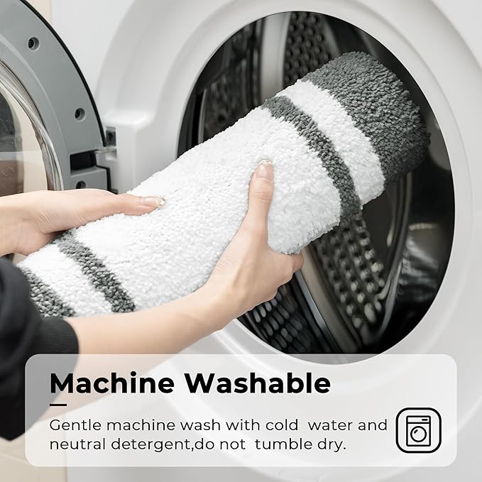 GRANNY SAYS Microfiber Bathroom Rugs Non Slip Washable, Water Absorbent Bathroom Mats for Tub, Soft Bath Mats for Bath Floor & Shower, 24" x 36", Deep Grey Bath Rugs