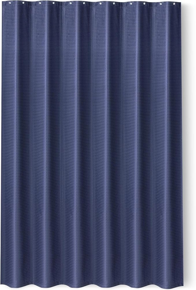 Amazon Basics Modern Style Polyester Shower Curtain, Quick-Drying, 72x72 inches, Navy Blue