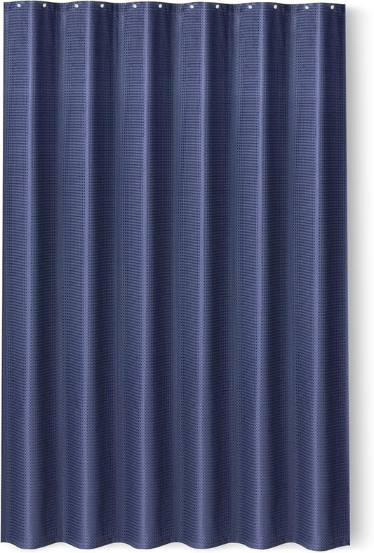 Amazon Basics Modern Style Polyester Shower Curtain, Quick-Drying, 72x72 inches, Navy Blue