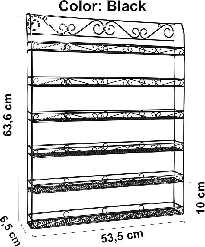 AMT 6 Tier Metal Nail Polish Racks, Fit Up to 108 Bottles, Wall Mounted, Essential Oils Organizer for Home Salon Business Spa