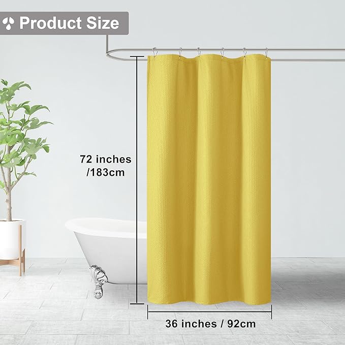 OVZME Small Stall Shower Curtain - Embossed Textured Bathroom Curtain, 36 x 72 Shower Curtain for RV Camper, Machine Washable Water Resistance, Lemon Yellow