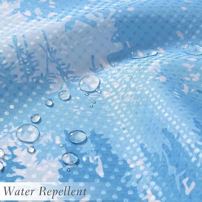 Hokibero Sky Blue Misty Forest Mountain Nature Tree Fabric Shower Curtains for Bathroom Waterproof Heavy Duty Green and White Woohitedland Shower Curtain Bathtubs Hotel, 72 x 78 inch