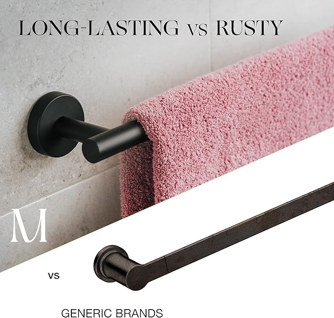 Marmolux Acc 14 Inches Hand Towel Holder Matte Black - Bathroom Hardware Black Towel Bar - Towel Rack Towel Hanger - Stainless Steel Wall Mount Bathroom Accessories