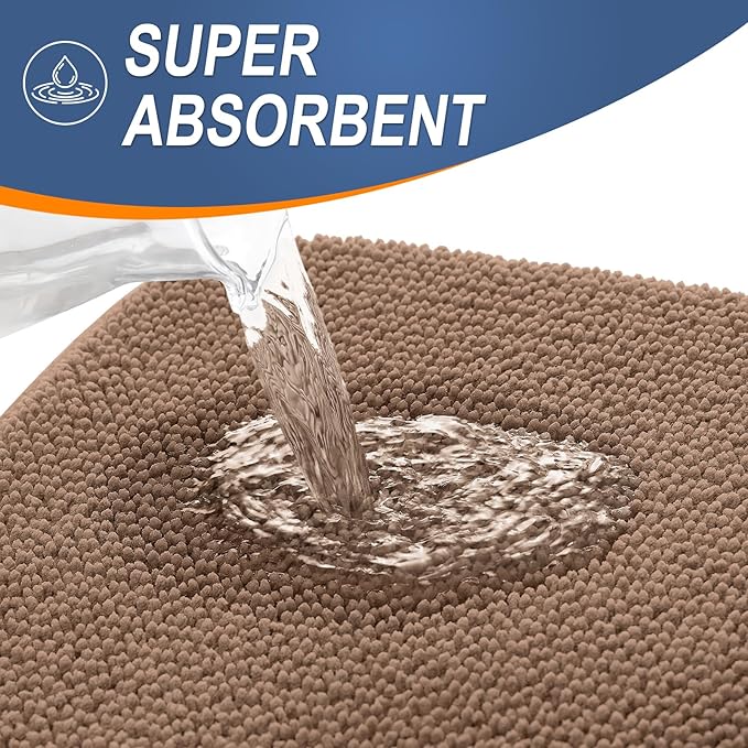OLANLY Thick Memory Foam Bath Mat Rug 70x24, Extra Soft Absorbent Bathroom Rug, Quick Dry Bath Mats, Non-Slip, Machine Washable Carpet for Bathroom, Tub and Shower, Home Decor Accessories, Mocha