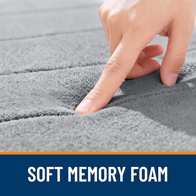 OLANLY Memory Foam Bath Mat 44x24, Super Soft Absorbent Bathroom Rugs, Quick Dry, Machine Washable Shower Floor Rugs, Bathmat Carpet, Bathroom Home Decor Accessories, Grey