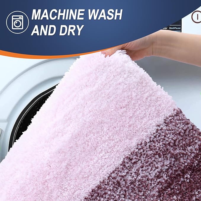 OLANLY Bathroom Runner Rugs 47x17, Extra Soft Absorbent Microfiber Bath Rugs, Rubber Backing, Quick Dry, Machine Washable Bath Mats for Bathroom Floor, Tub and Shower, Home Decor Accessories, Mauve