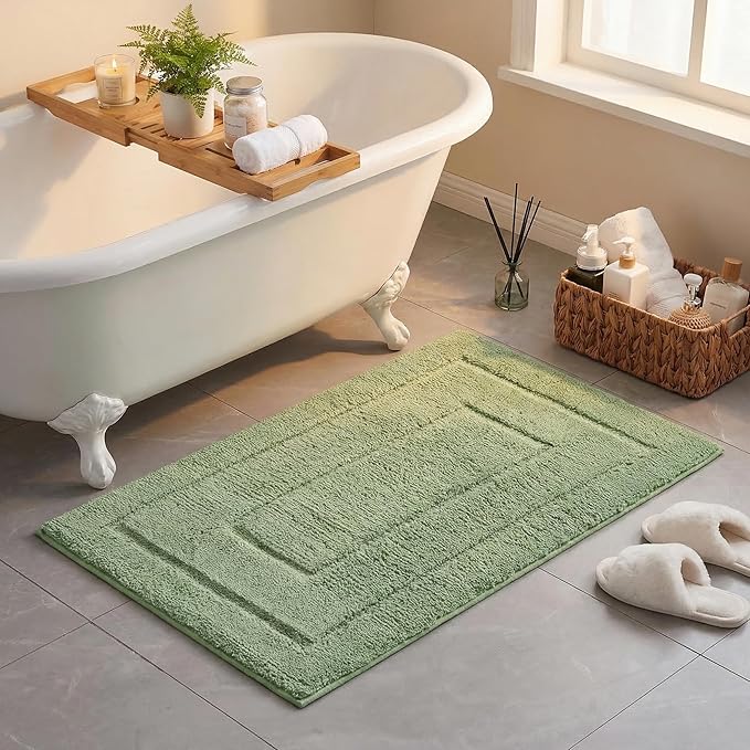 GRANNY SAYS Sage Green Bathroom Rugs Non Slip, 24" x 36", Large Bathroom Rugs Washable， Bath Rugs for Bath，Bath Mats for Bath Floor, Microfiber Bath Mat for Tub, Absorbent Shower Rug