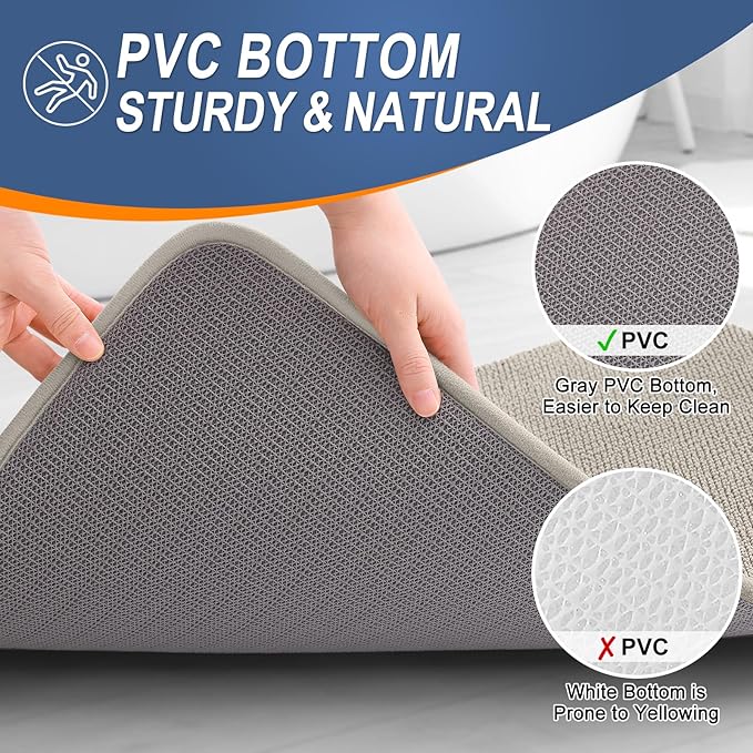 OLANLY Thick Memory Foam Bath Mat Rug 47x17, Extra Soft Absorbent Bathroom Rug, Quick Dry Bath Mats, Non-Slip, Machine Washable Carpet for Bathroom, Tub and Shower, Home Decor Accessories, Warm Taupe