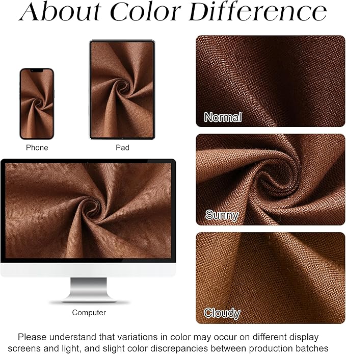 Naturoom Rustic Brown 42 Inch Shower Curtain - Stall Narrow Half Linen Ultra Thick Fabric Shower Curtain Set with Hooks, Boho Farmhouse Rustic RV Camper Bath Curtains for Bathroom, 42x72