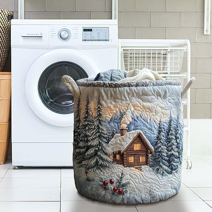 Cute Cat Quilted Laundry Basket with Handles, Boho Floral Fabric Quilted Laundry Basket, Large Soft Collapsible Storage Hamper for Nursery, Bedroom, Bathroom, Clothes & Toy Organization (#04)