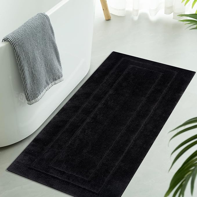 GRANNY SAYS Bathroom Rug Mat, Bath Mats for Bath Non-Slip, Super Soft and Water Absorbent, Extra Large Bathroom Rugs, Microfiber Bath Rugs for Floor, Tub and Shower, 59" x 24", Black
