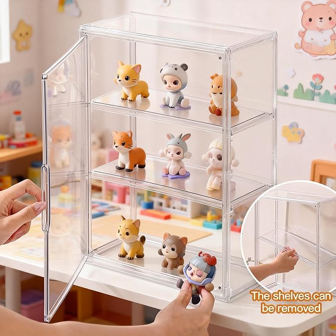 Wall Mount Adhesive Medicine Cabinet,Waterproof Small Bathroom Wall Cabinet with Detachable Partitions,Self Adhesive Farmhouse Storage Cabinet for Smooth Wall Surface and Countertop - Clear