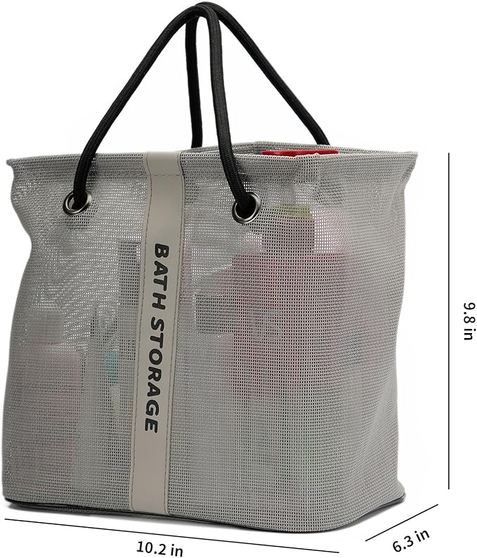 TOPASION Bath Storage Shower Caddy Organizer for Bathroom, College Dorm, Camp, Gym (Large Grey)
