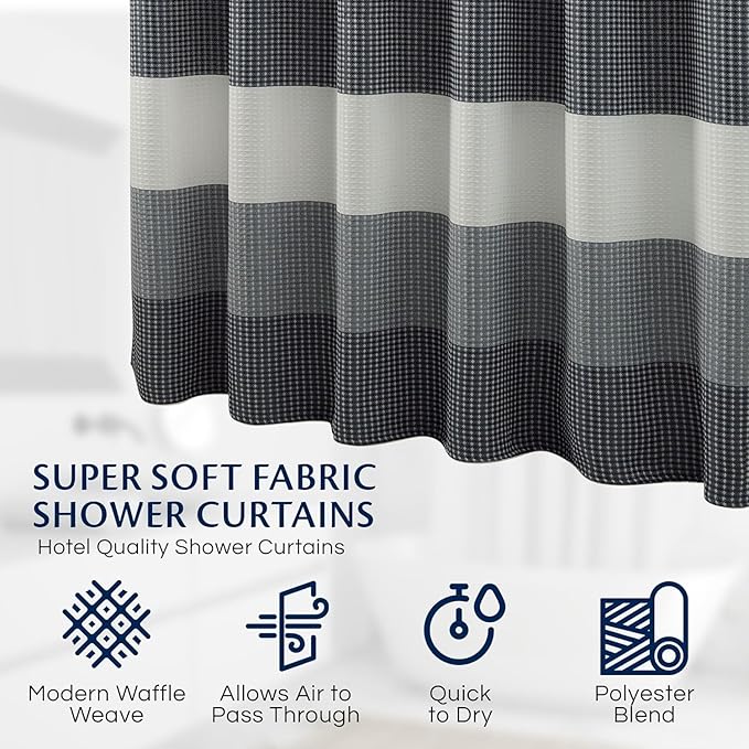 Dainty Home Ombre Waffle Weave Shower Curtain (Navy)