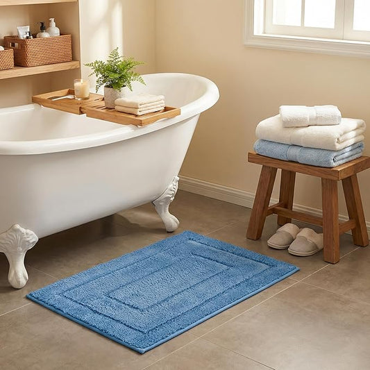 GRANNY SAYS Blue Bathroom Rugs Non Slip, 16" x 24", Bath Rugs for Bathroom, Small Bath Rug Washable，Absorbent Bath Mats for Floor, Microfiber Bath Mat for Tub, Absorbent Shower Rugs